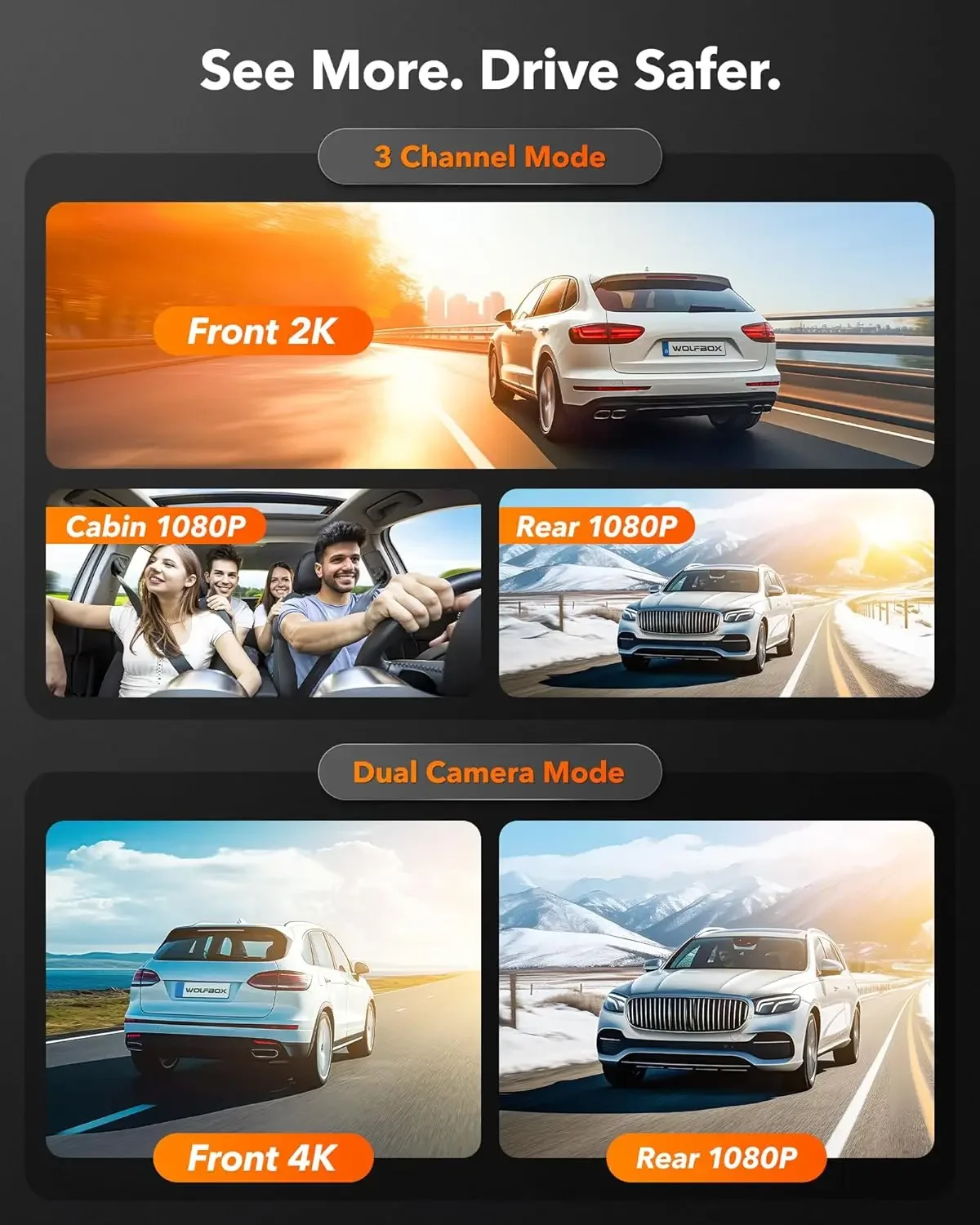 3 Channel Rear View Mirror Camera, 2K Triple Mirror Dash Cam, 4K UHD Dash Cam Mirror Front and Rear with Hardwire Kit