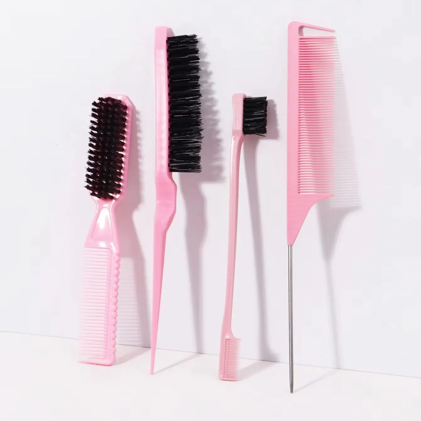 

4pcs Hair styling set, double ended hair brush, edge brush, pointed tail comb, hair combing comb, special for real hair wigs
