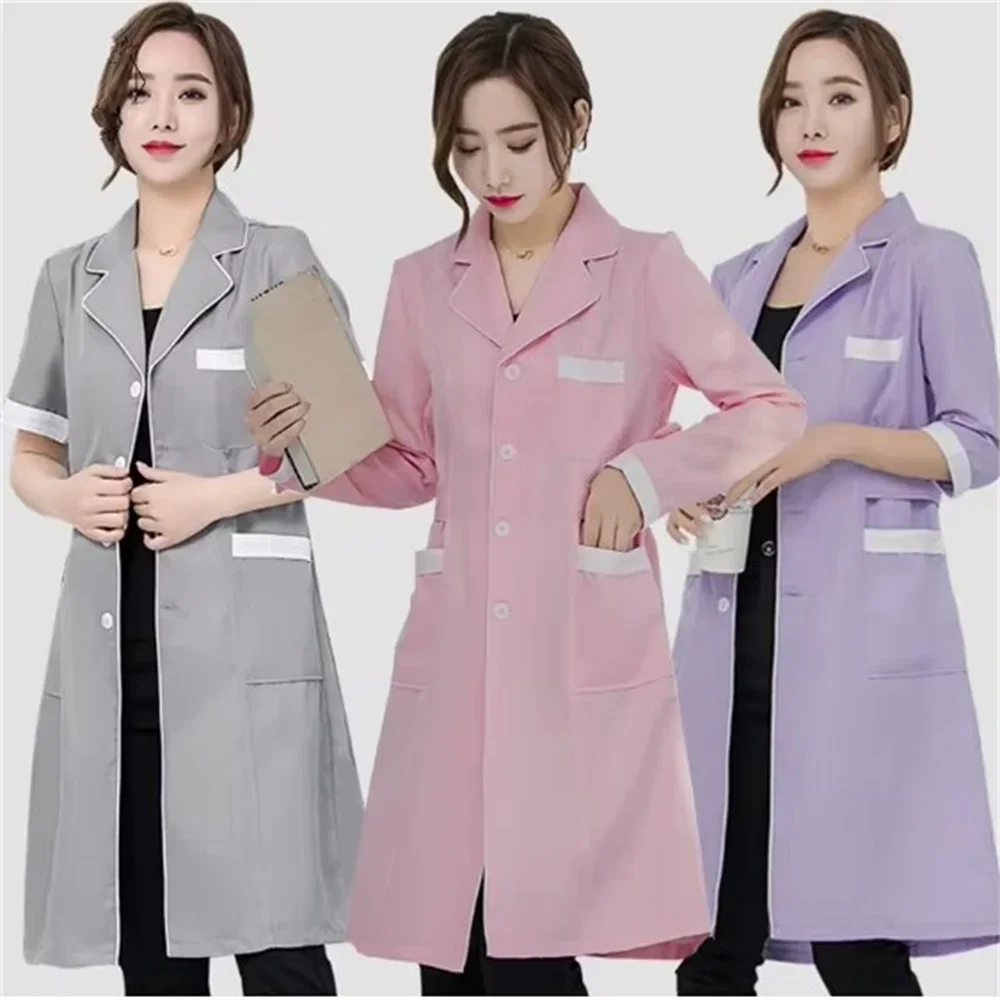 high-grade-gray-solid-color-slim-simple-anti-wrinkle-spa-uniform-beauty-salon-uniform-laboratory-pet-shop-scrub-overalls-suit
