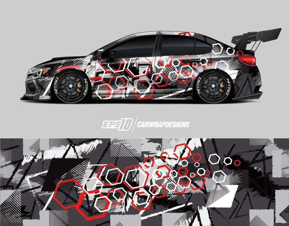 

Geometric Patterns Racing Car Graphic Decal Body Vinyl Wrap Modern Design Vector Image Full Wrap Sticker Decorative Car Decal