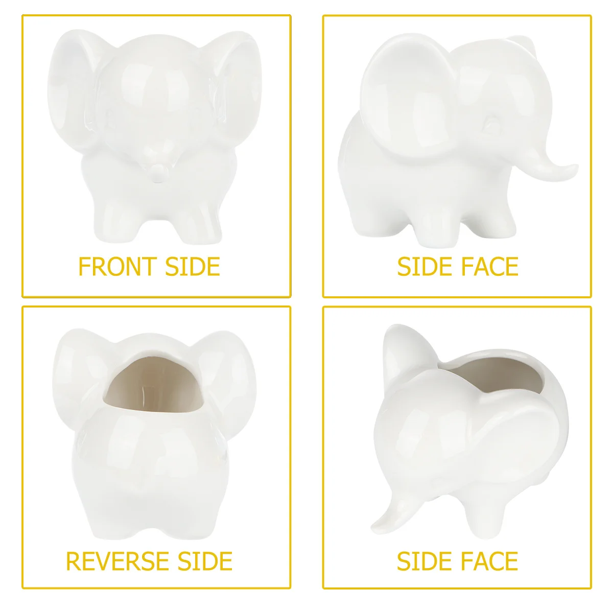 

2Pcs Elephant Shaped Ceramic Flower Pot Succulent Container Small Large Desktop Ornament Mini Garden Decoration