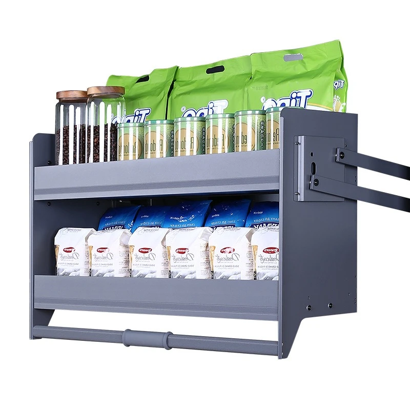 

Kitchen hanging cabinet lift basket cabinet upper and lower double-layer damping buffer door type seasoning basket