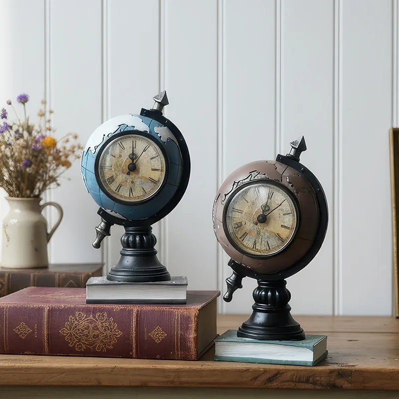 Creative Table Clock Living Room Bedroom Nightstand Globe Desk Clock Small Desktop Decor