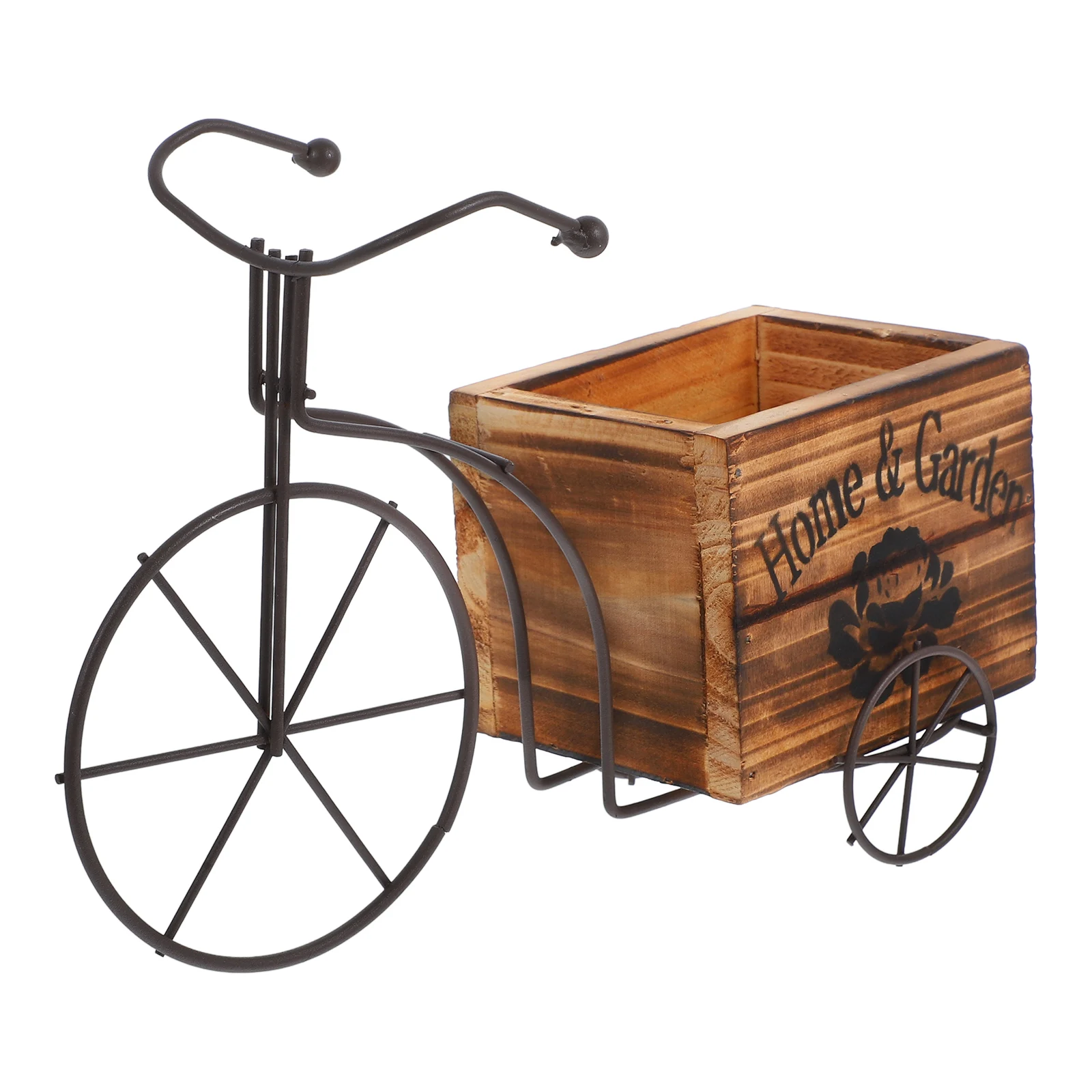 

Wooden Bicycle Flower Box Home Decor Retro Craft Ornament Durable Eco Friendly Planter Vase Garden Wooden Material Long Lasting