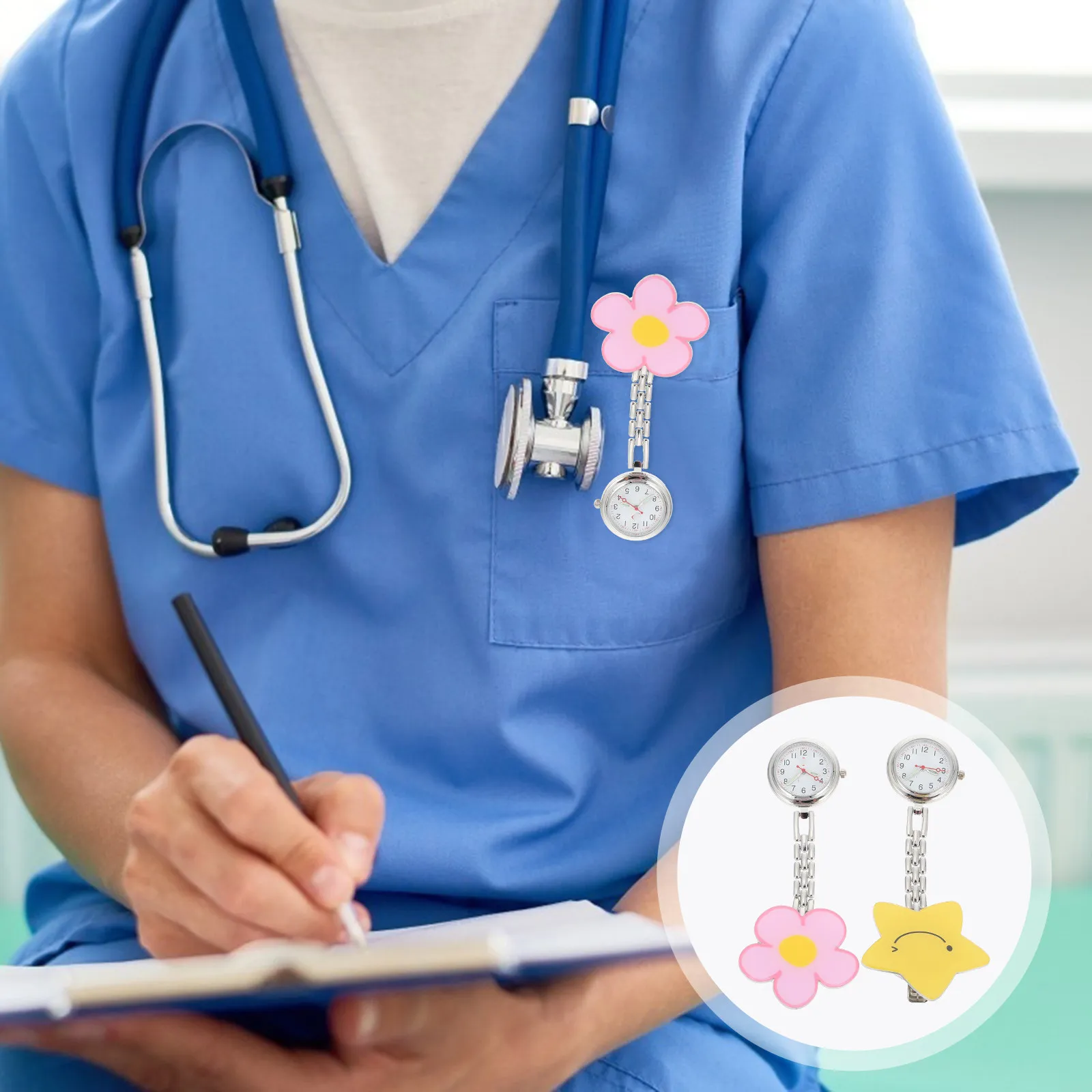 

2 шт. светящиеся карманные часы с клипсой для медсестер и врачей, светящиеся в темноте, портативные, в подарок