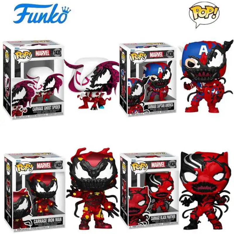 Funko POP Original Marvel Carnage Iron Man fantasma araña Capitán América Pantera Negra figuras de acción de juguete para niños niñas regalo