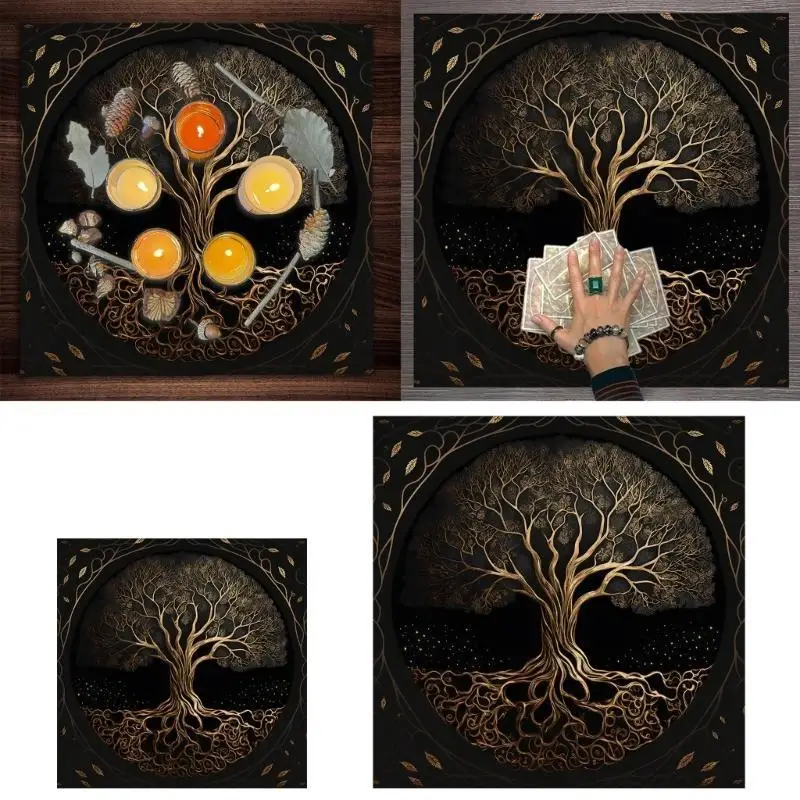 

652F Altar Cloth Tarot Cards Table Napkins Witchcraft Supplies Black Tablecloth