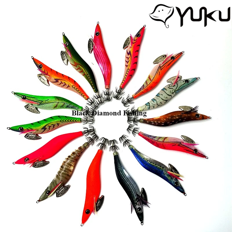 Yuku Night Glow Series YX 3,5 3,0 2,5 2,2 1,8 camarones de madera EGI JIG cebo de calamar señuelo sepia anzuelo de seda suave Taiwán