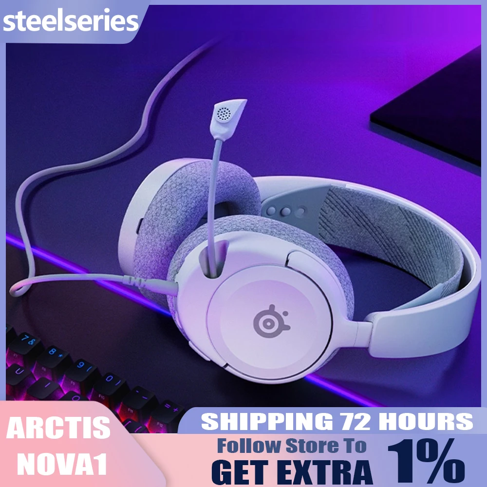SteelSeries Arctis Nova 1 عالي الدقة وخفيف الوزن وخاصية إلغاء الضوضاء esport Mic PC PS5/PS4 Switch Xbox Esports سماعة الألعاب
