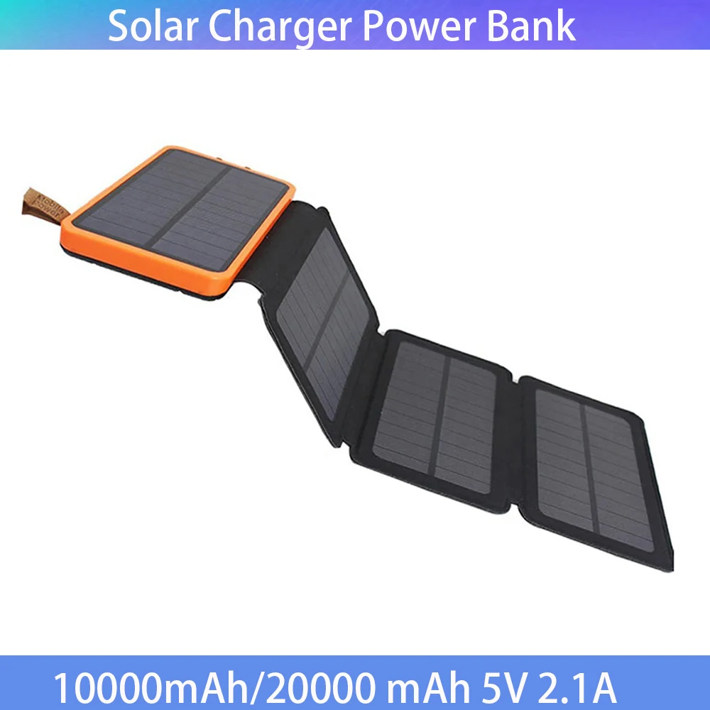 

10000/20000 mAh Solar Charger Power Bank Solar Cell Portable Solar Panel 5V Dual USB Power Bank For Phone Charge Camping