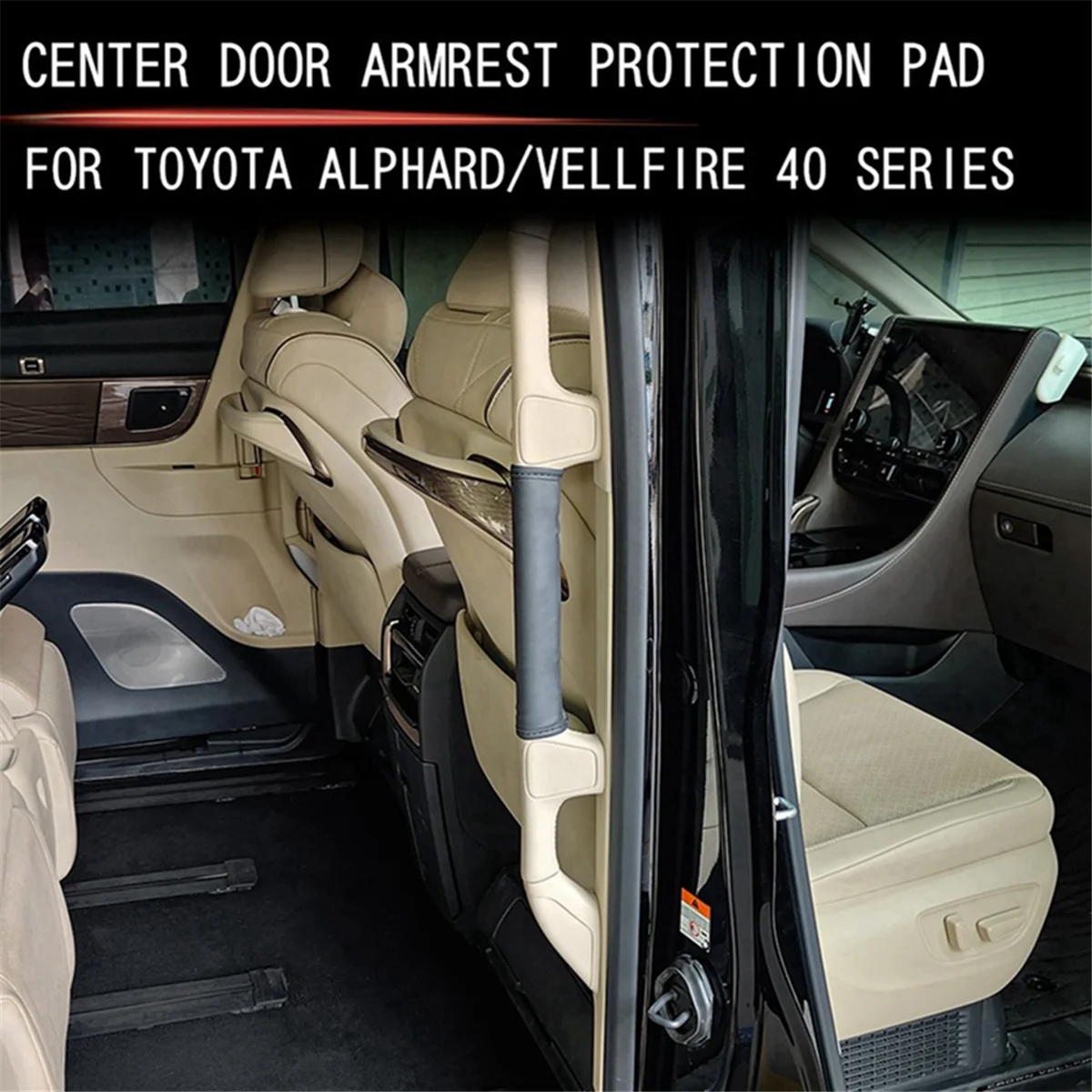 Car Middle Door Armrest Leather Protection Pads with Sponge for Toyota ALPHARD/VELLFIRE 40 Series 2023+ Car Accessories