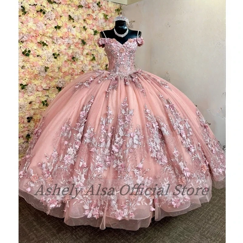 Custom Made Luxury Real Picture Sweet 16 Dresses Prom 3D Floral Ball Gown Party Pageant Dress 14 Vestidos De 15 Quinceañera 2025