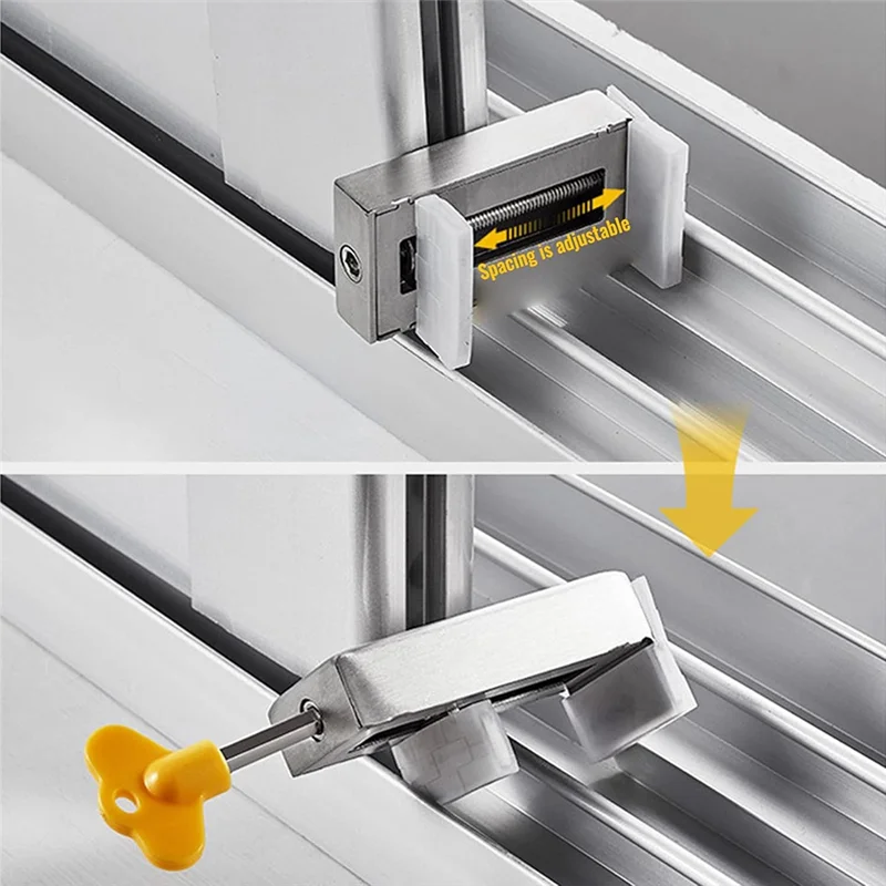 VVNB-2PCS Cerraduras de seguridad para ventanas ajustables Limitores de ventanas para tope de posición Caja fuerte para niños para deslizar