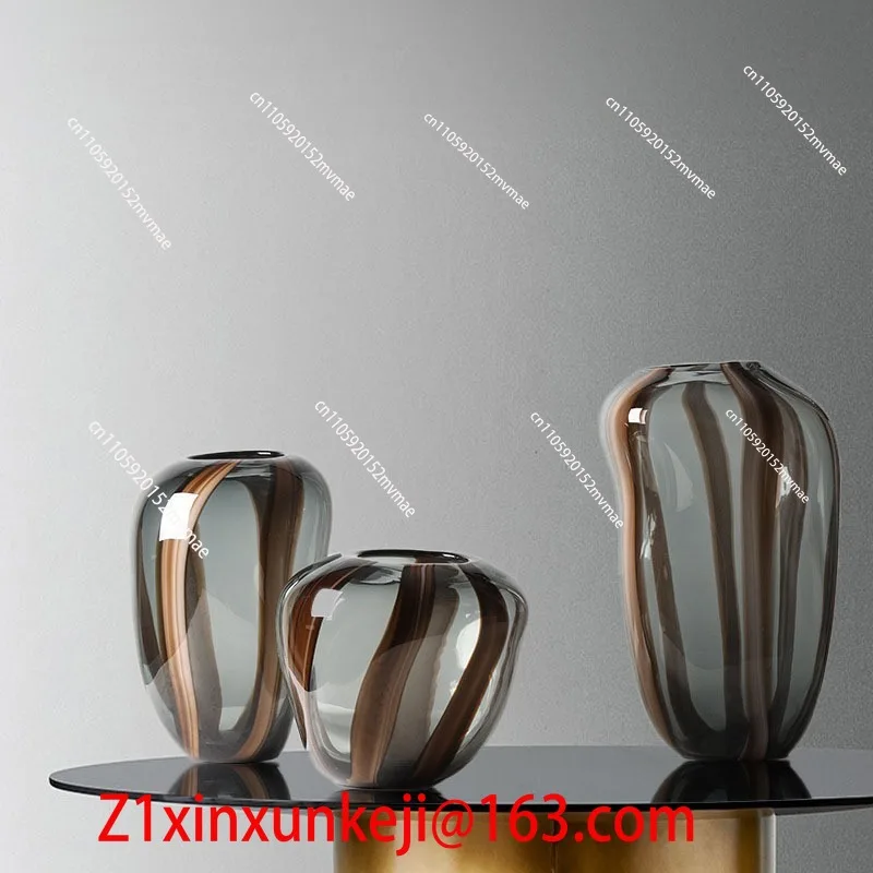 Colorful Striped Irregular Hydroponic Glass Vase Model Room, Floral Soft Decoration, Floral Ornaments