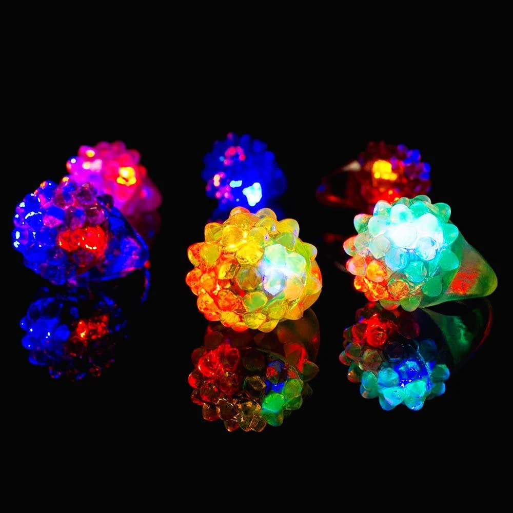 Gift Party Favors Finger Toys Finger Ring Glow In The Dark Bumpy Jelly Ring Light-Up Toys Luminous Rings Flashing LED Rings