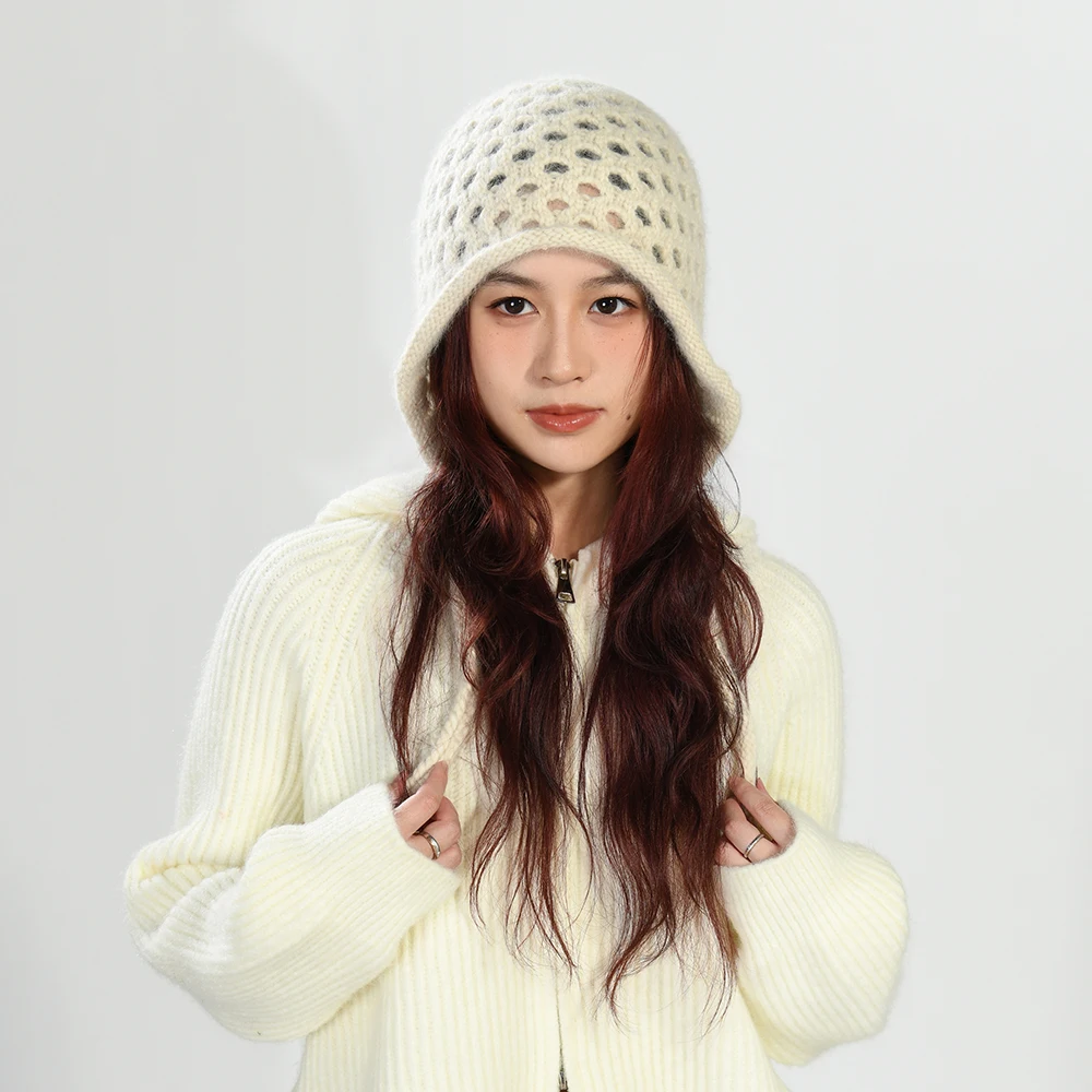 Luxyonuo Women's Winter Hat Girl's Cute Ear Protection Knitted Hats Fashion Outdoor Balaclava Beanies Fall New Arrival Skull Cap