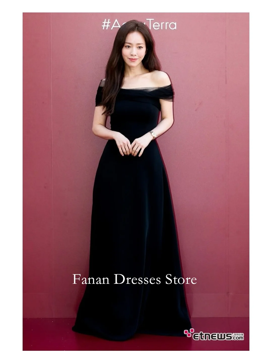 

FANAN Вечерние платья трапециевидной формы с открытыми плечами, корейские тюлевые черные свадебные женские платья без рукавов, платья для выпускного вечера по индивидуальному заказу