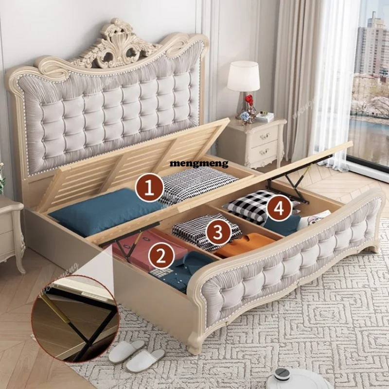 

Лидер продаж, двуспальная кровать в скандинавском кремовом стиле, 180x200 см, современные высококачественные кровати для спальни из цельного дерева, элегантная удобная кровать для спальни, коробка Casal Fur