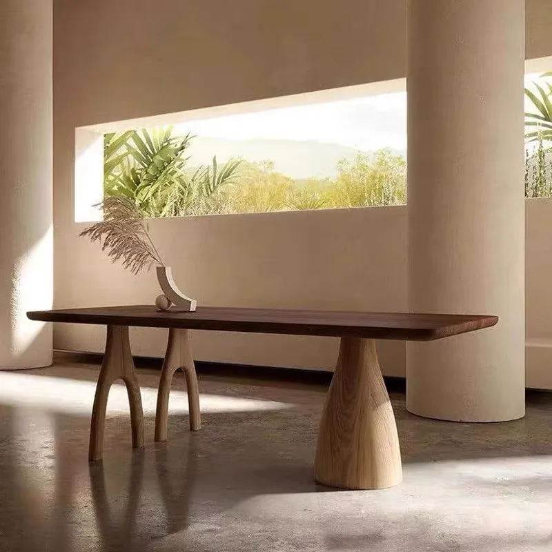 

Dining table Rectangle wooden island table with integrated art workbench long wooden dining table