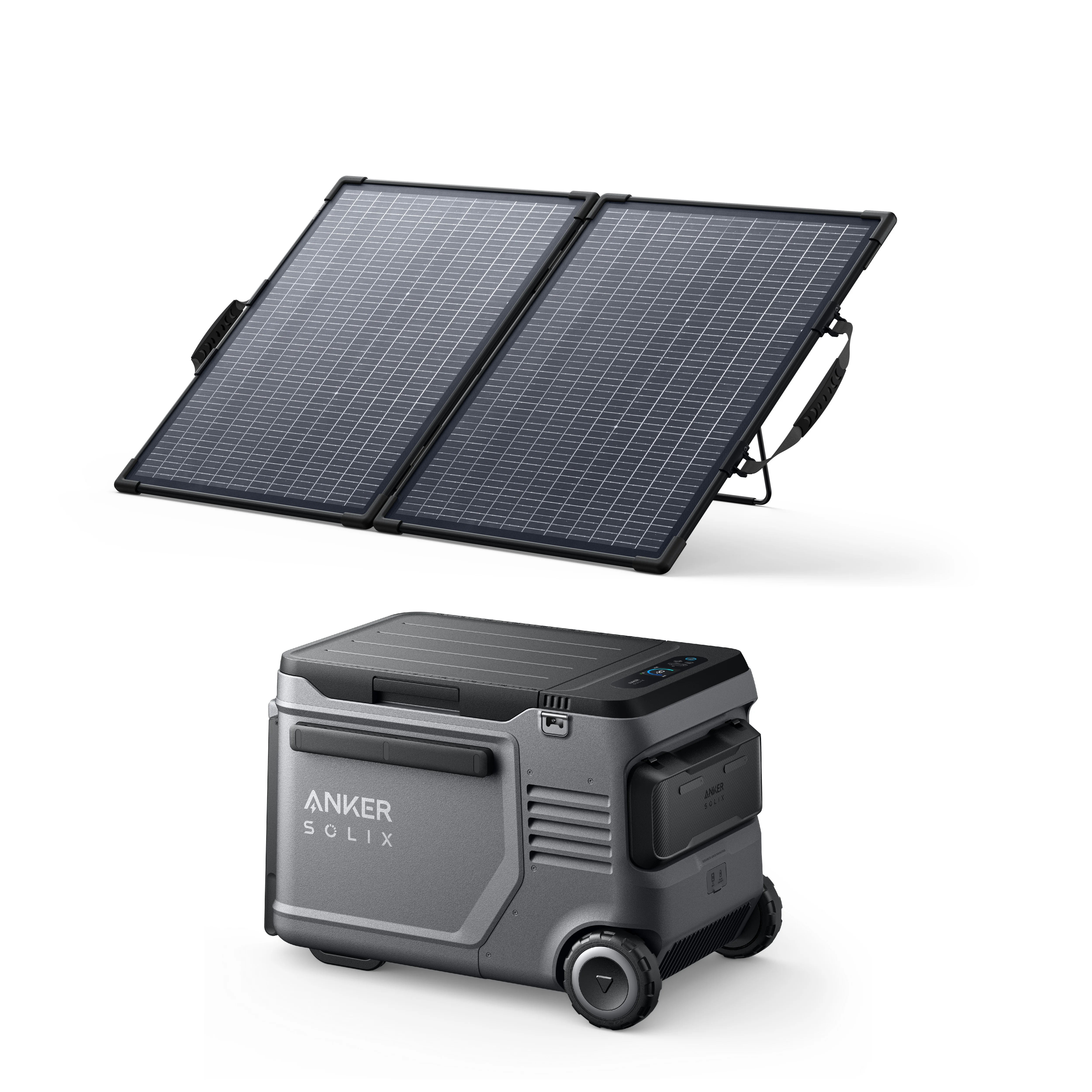 Portable Anker Solix EverFrost2 40L cooler KIT with bifacial solar panel 100W