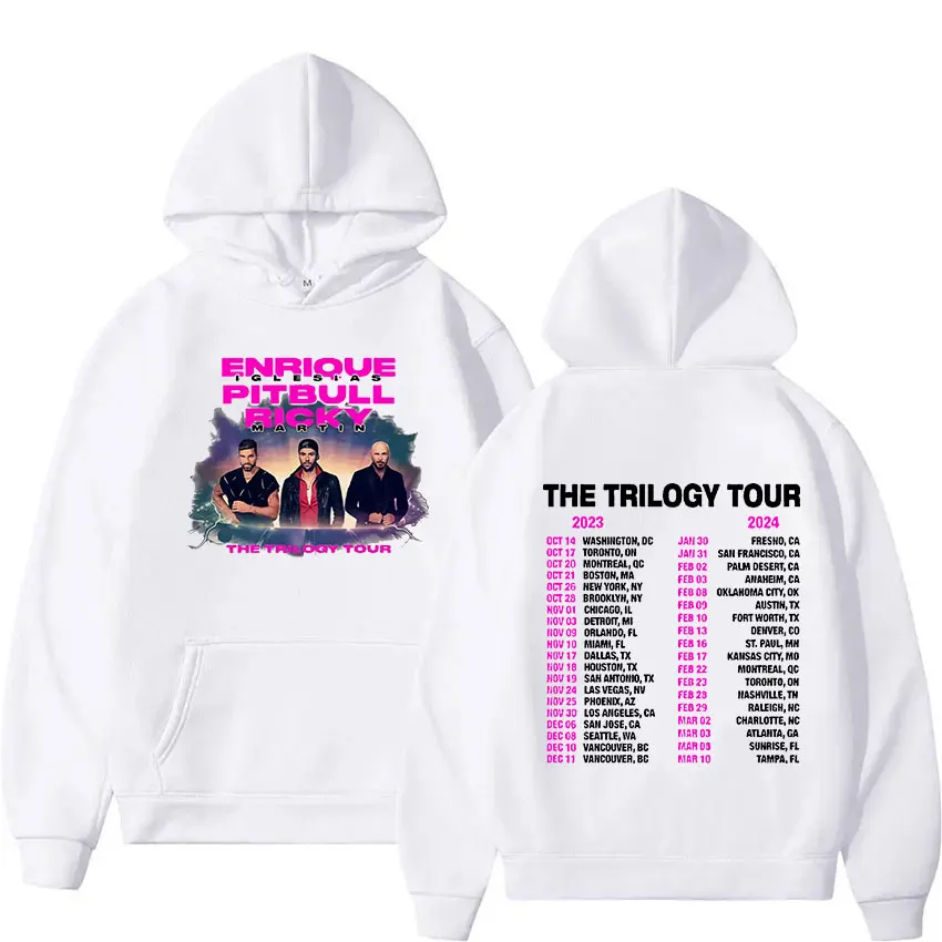 Enrique Iglesias Pitbull Ricky Martin The Trilogy Tour 2023-2024 New Hoodie Men's Hip Hop Retro Oversized Sweatshirt Streetwear