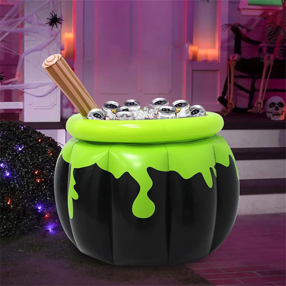 Halloween Witch Inflatable Ice Bucket,  Inflatable Cauldron Ice Bucket for Swimming Pool Halloween Party Photo Prop Decoration