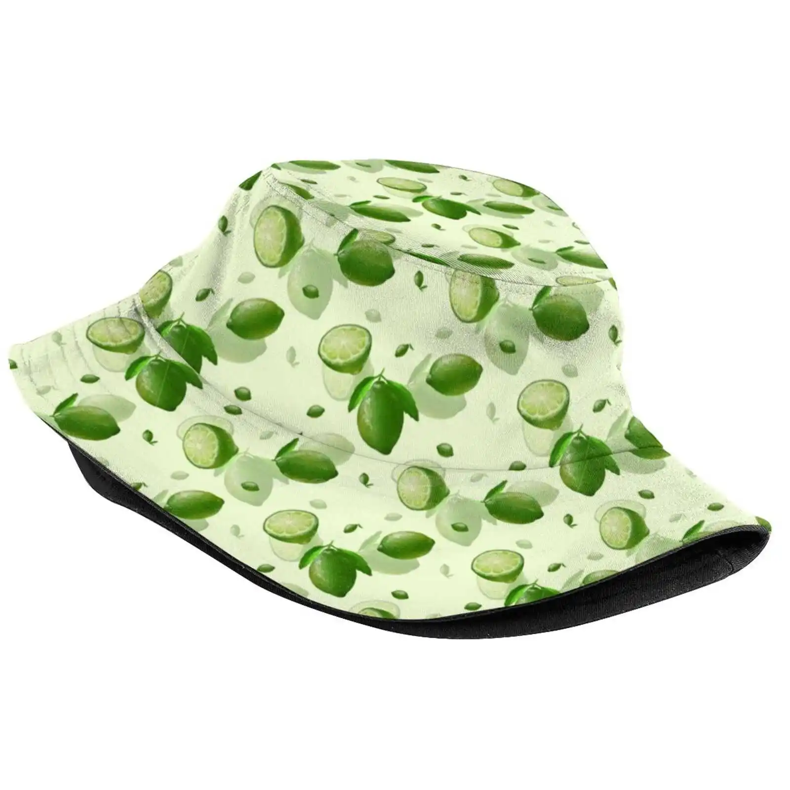 Lime Fruit Tile Sun Cap Fisherman Hat Bucket Hats Limes Green Fresh Summer Fruits Citrus Limade