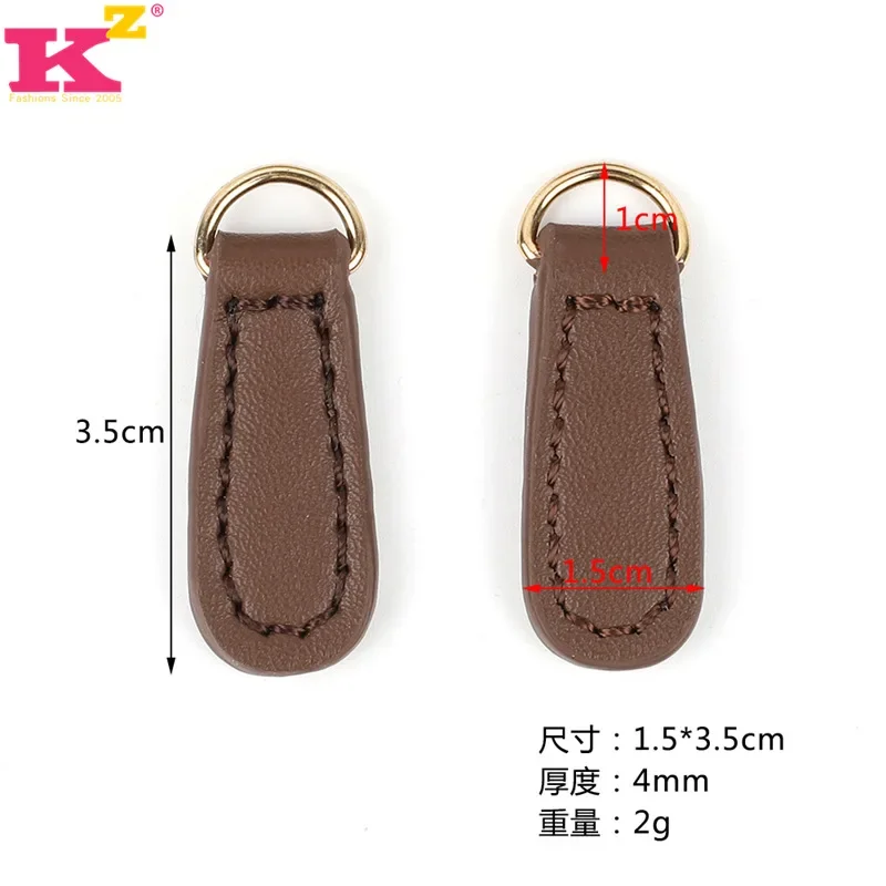 30pcs/Lot Leather Zipper Head Pull Pendant Coffee Black Wallet Handbag Luggage Clothing Decoration Craft Diy Sewing Accessory