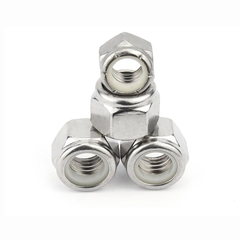 Picture 4: 1/25pcs UNC/UNF 2 4 6 810# 1/4 5/16 3/8 7/16 to 3/4-16 304 Stainless Steel Hex Nylon Insert Lock Nut Self-locking Nylock Locknut