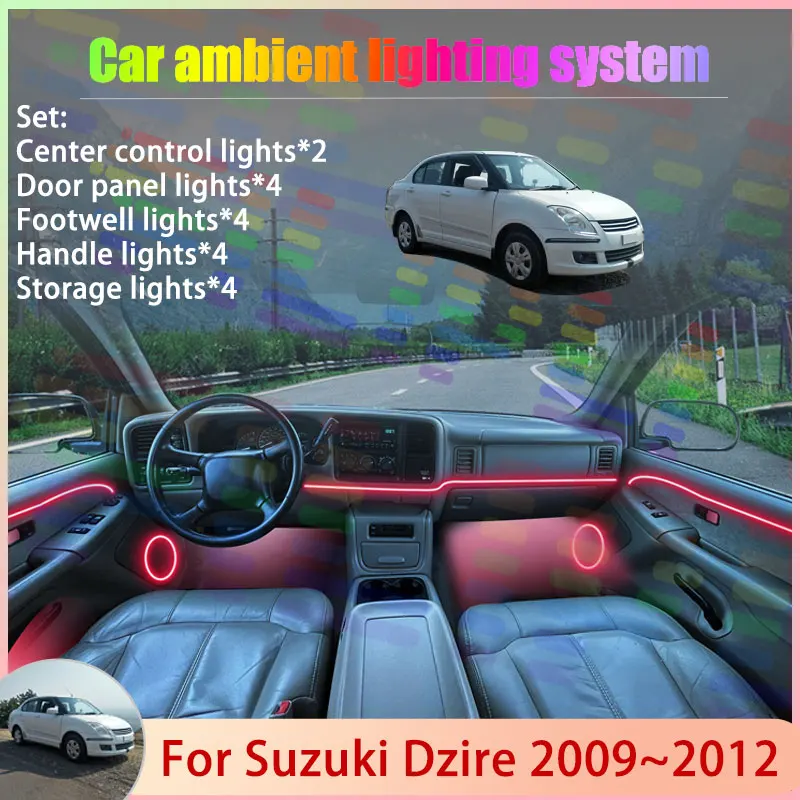 

For Suzuki Dzire MK1 2009~2012 2/18 in 1 Car Atmosphere Light Lamp RGB Shade Ensemble Streamer Atmosphere Set Auto Accessories