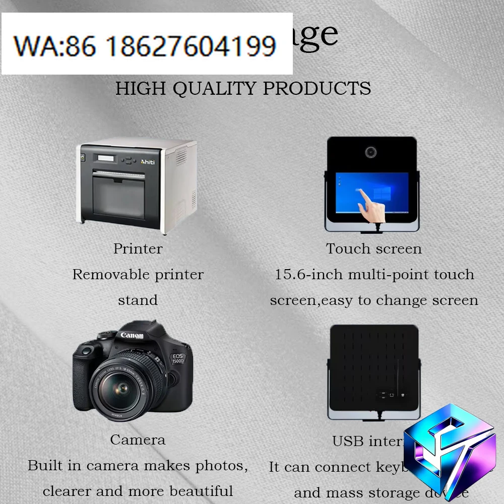 

Portable Magic Mirror Photo Booth LED Frame Touch Screen Kiosk Built In Camera Printer For Wedding Event Party Use
