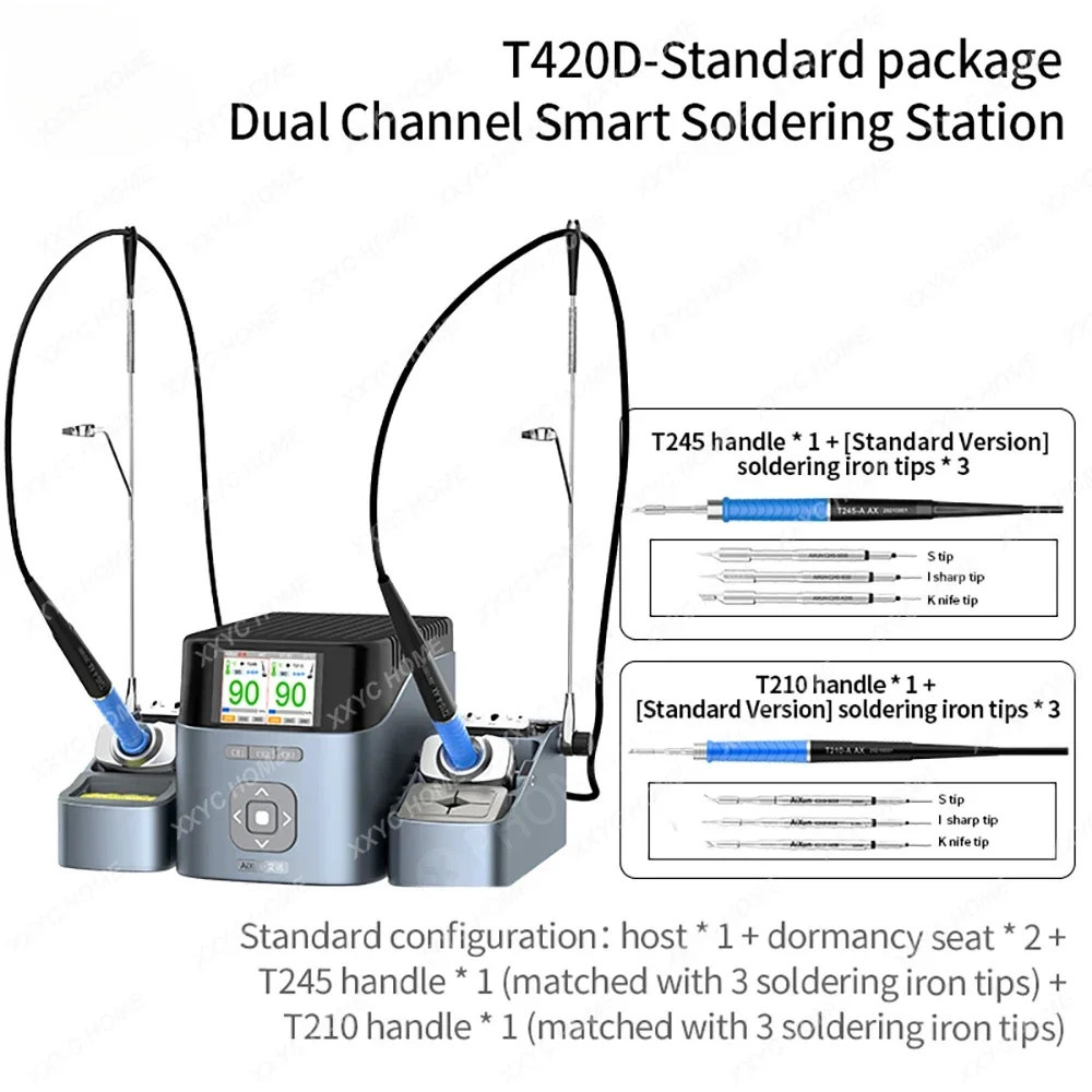 JCID AIXUN T420D Intelligent Dual-Station With T245/ T210 /T115 Handle Solder Iron Tips for PCB Welding Repair Soldering Station