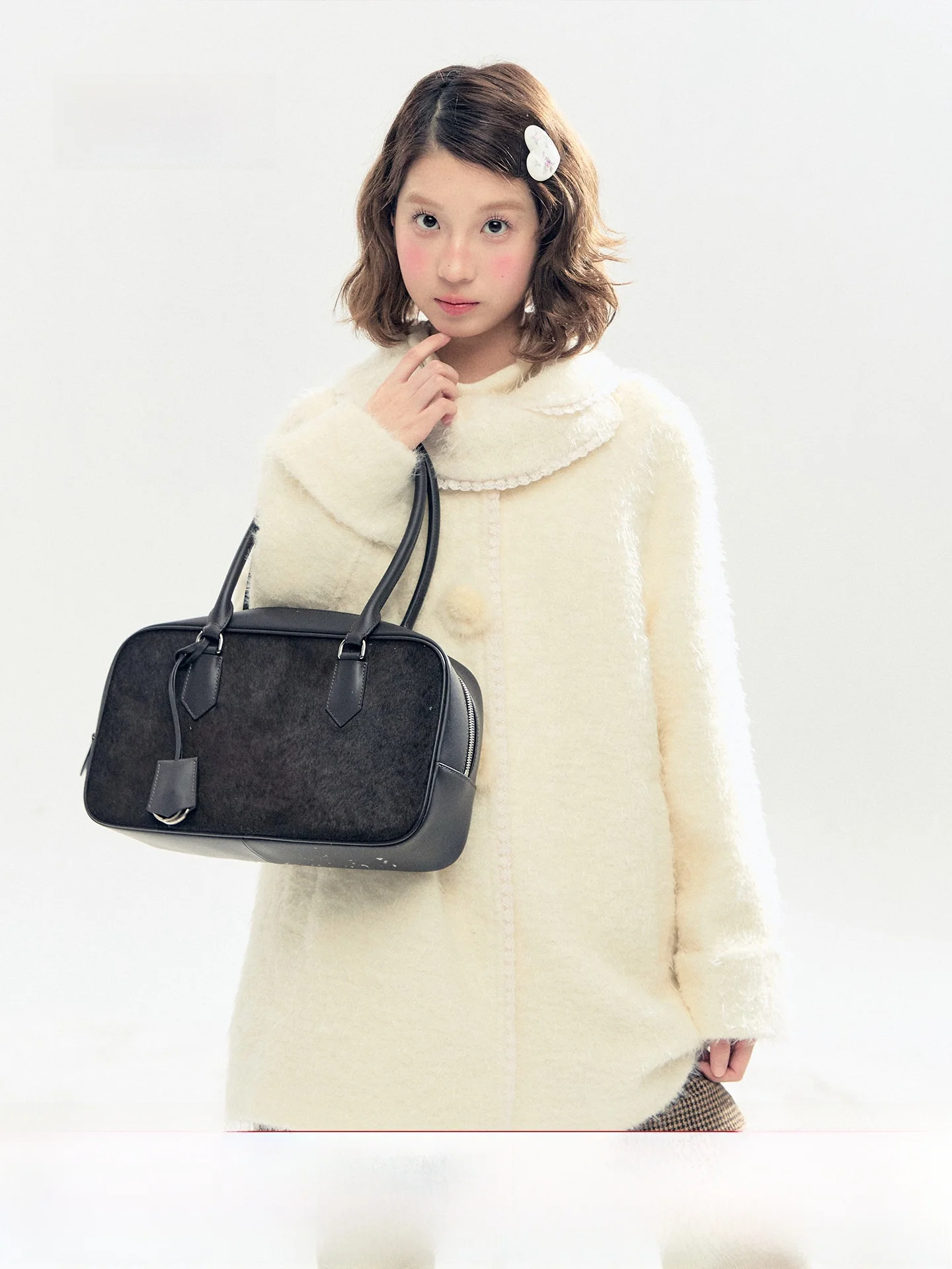 

Съемное пальто из искусственного меха с цветочным узором и шерстяной смесью, винтажное, средней длины, со съемными пушистыми лепестками, зимняя куртка для молодых женщин