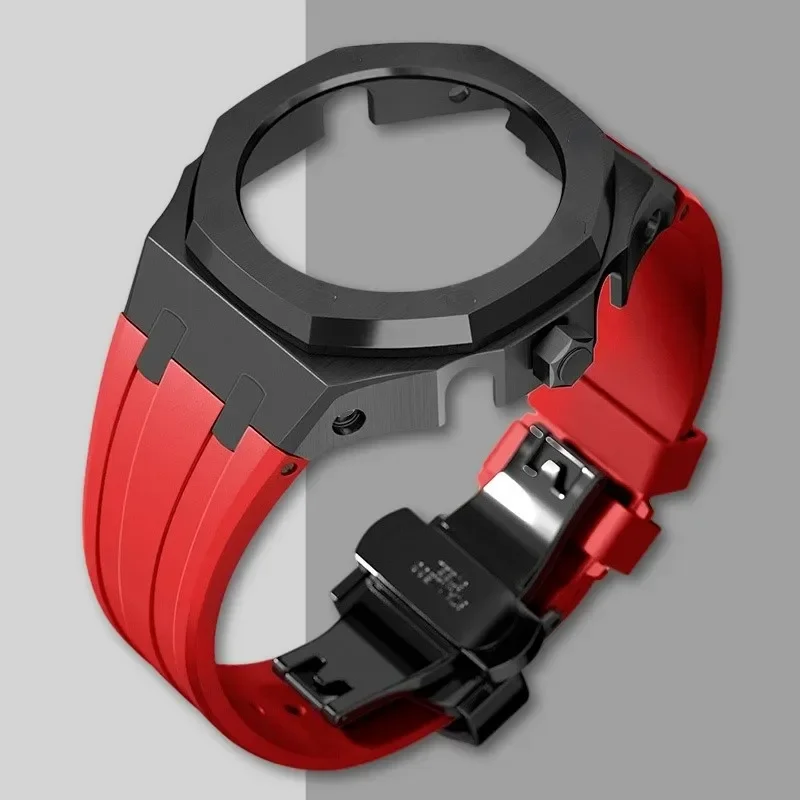 Nieuwe Gen5 Casioak Rvs Case voor G-Shock GA2100 Mod Kits Modificatie Kit Metalen Bezel Rubberen Band voor GA2110 GAB2100