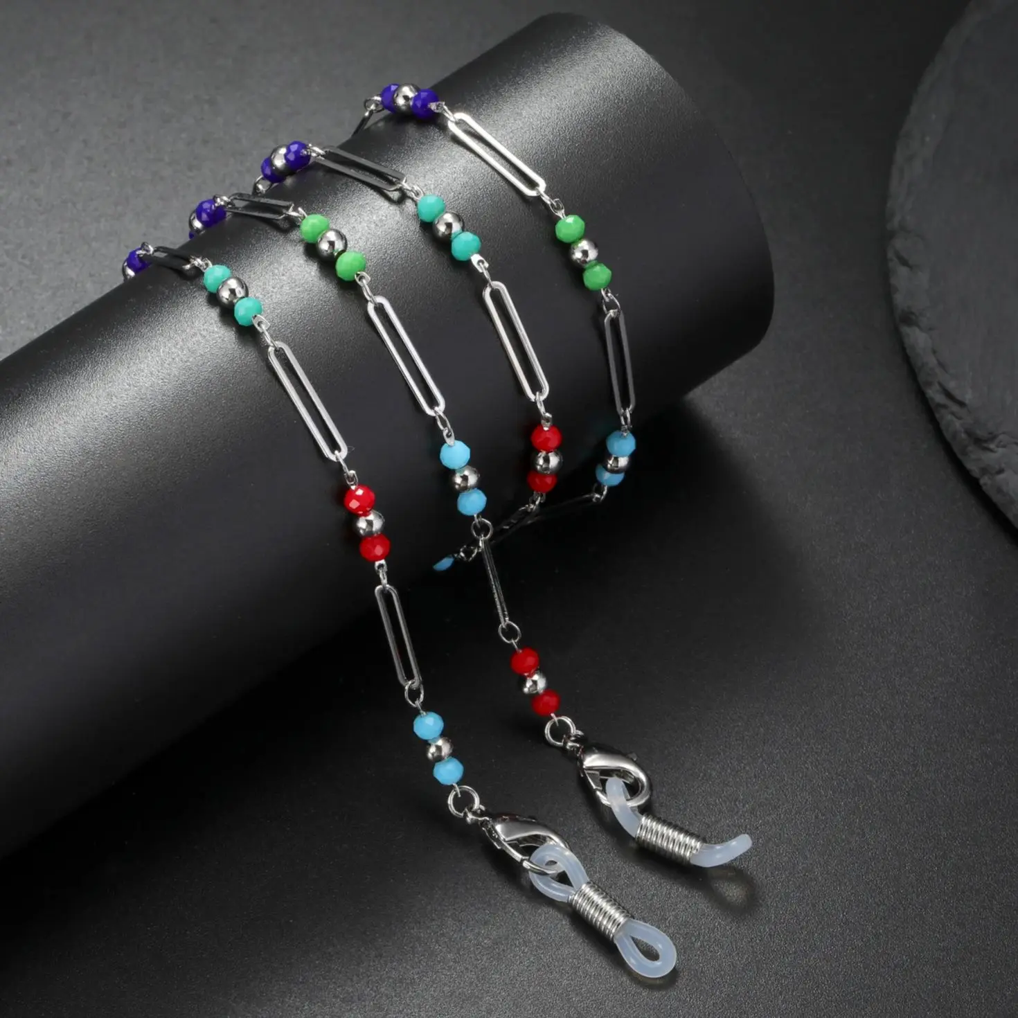 LIKGREAT Simple Geometry Colorful Crystal Eyeglass Chain for Women Sunglasses Masking Eyewear Lanyard Necklace Strap Rope Trendy