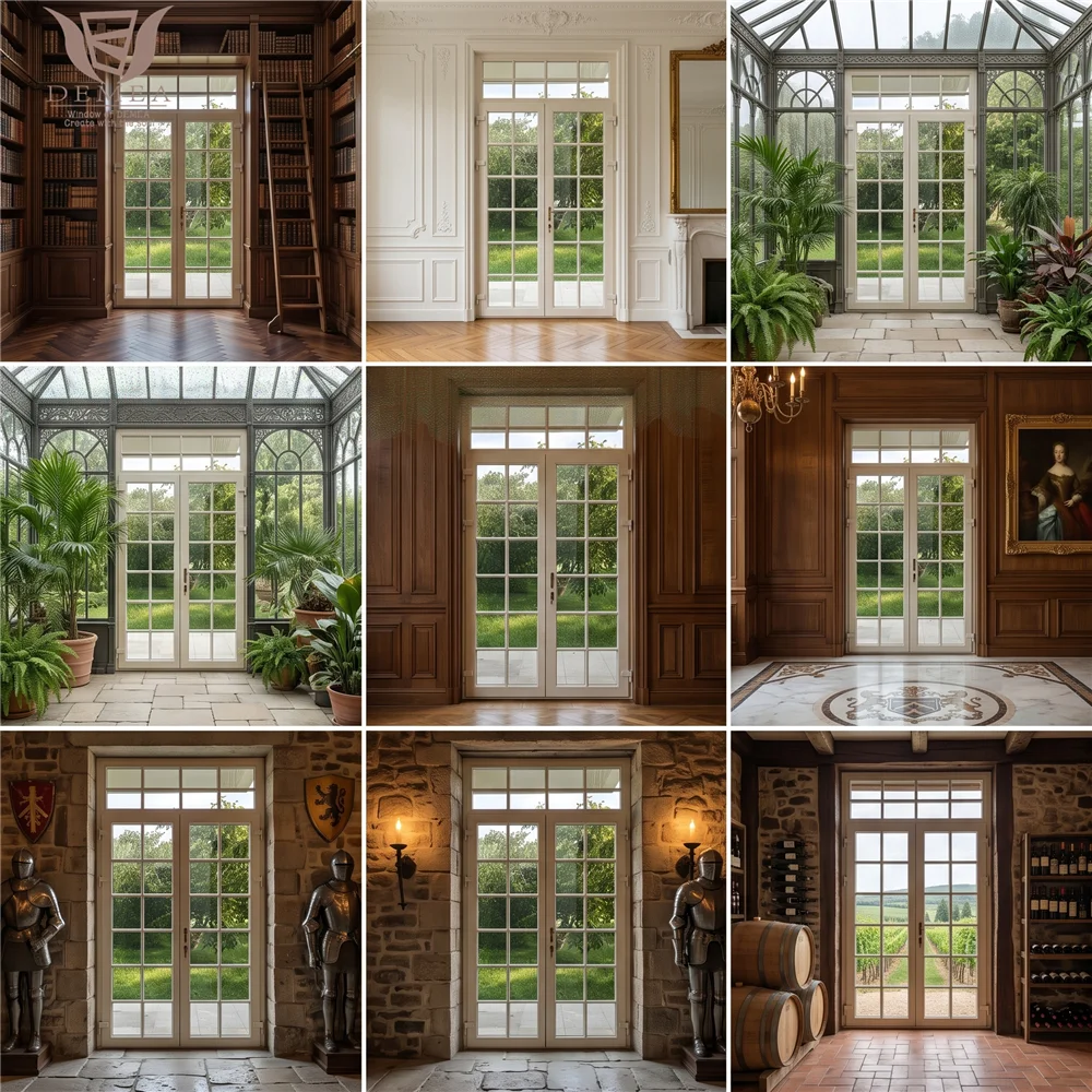 Front DoorDEMEA Maximize Natural Light Sunroom Solid Wood French Door With Classic Grilles Made To Measure Swing Casement Door