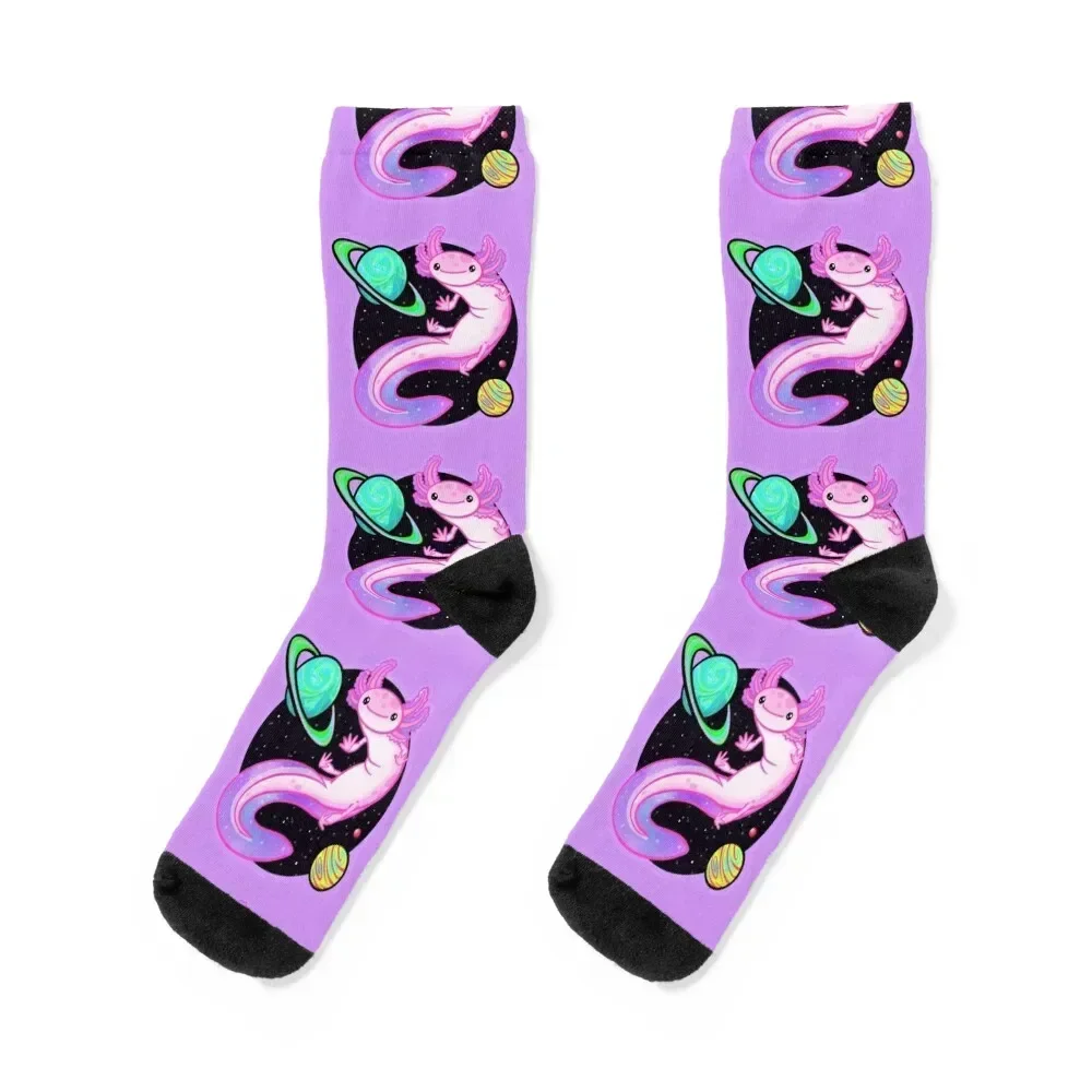 Space axolotl Socks japanese fashion Stockings compression Socks For Men Women's