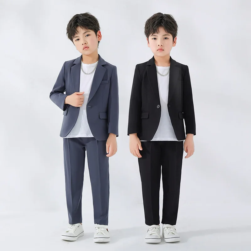 Children's spring summer casual suits Boys hosting performance photography wedding clothes kids blazer pants outfit