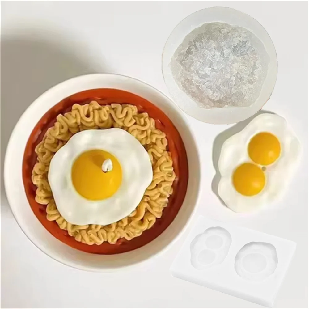Simulated Food Instant Noodles Bread Toast Eggs Corn Silicone Candle Mold DIY Chocolate Baking Mold Cake Decorating Tool