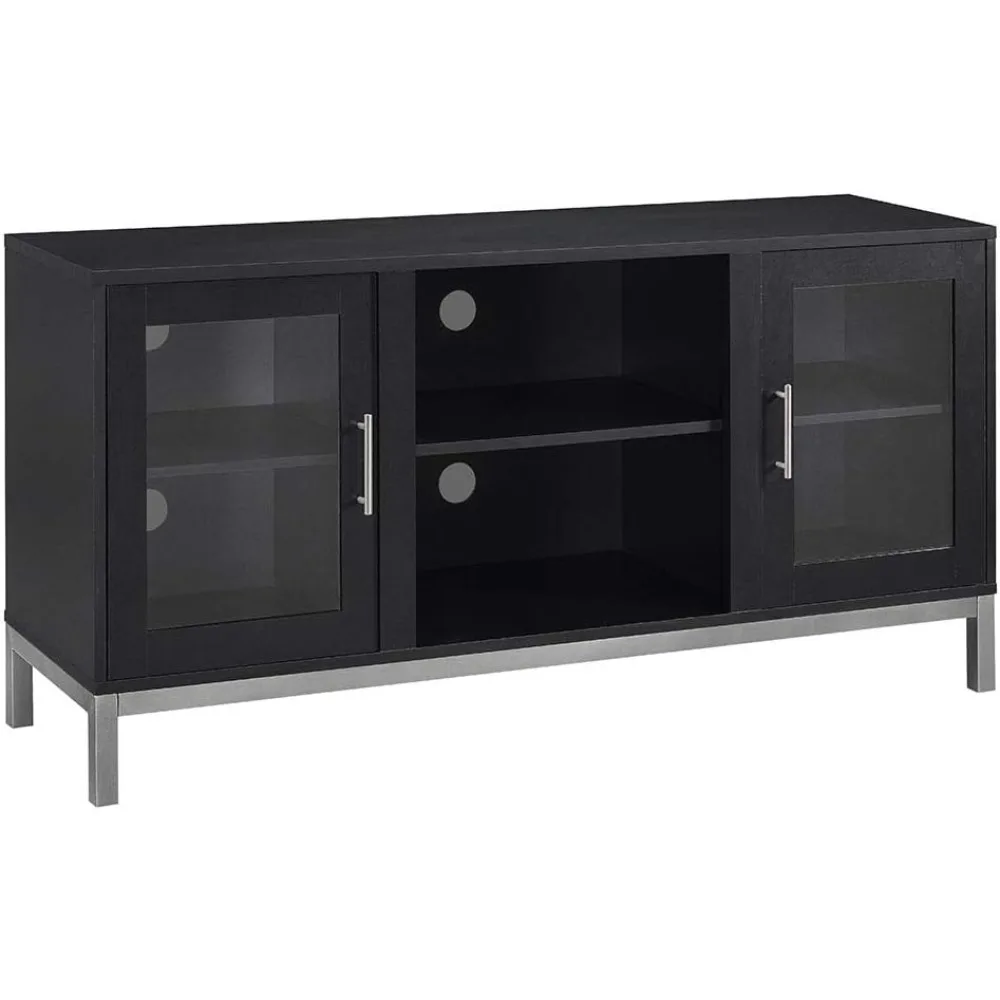 Modern Glass and Wood Universal TV Stand with Open Storage For TV's up to 58