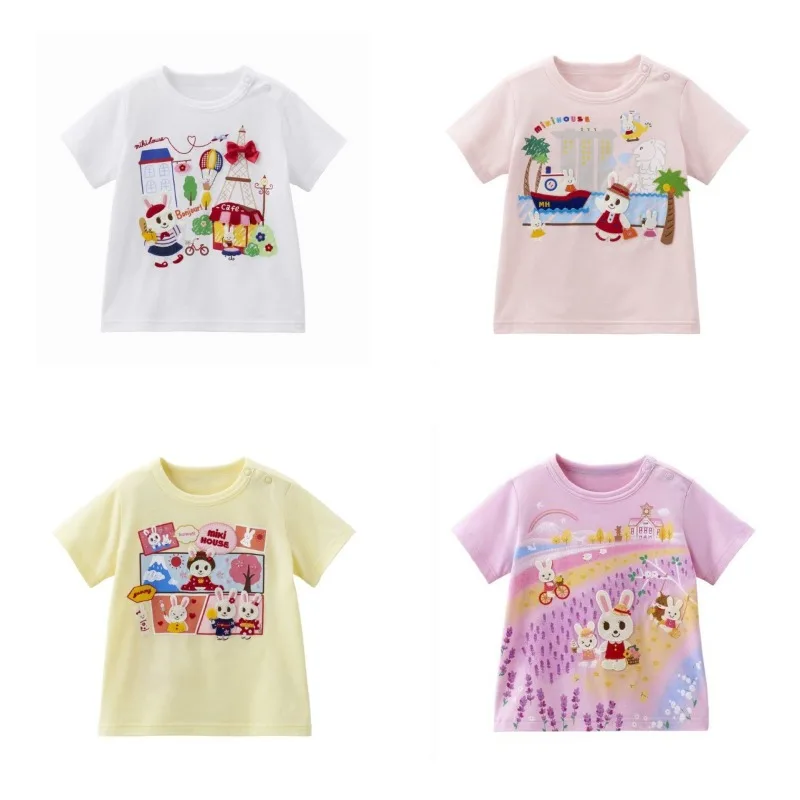 

Girls T-shirts Short Sleeved T-shirt Cartoon Rabbit Baby Tees Graphic Tops Girl Tee Roupa Infantil Kids Clothes Camisetas