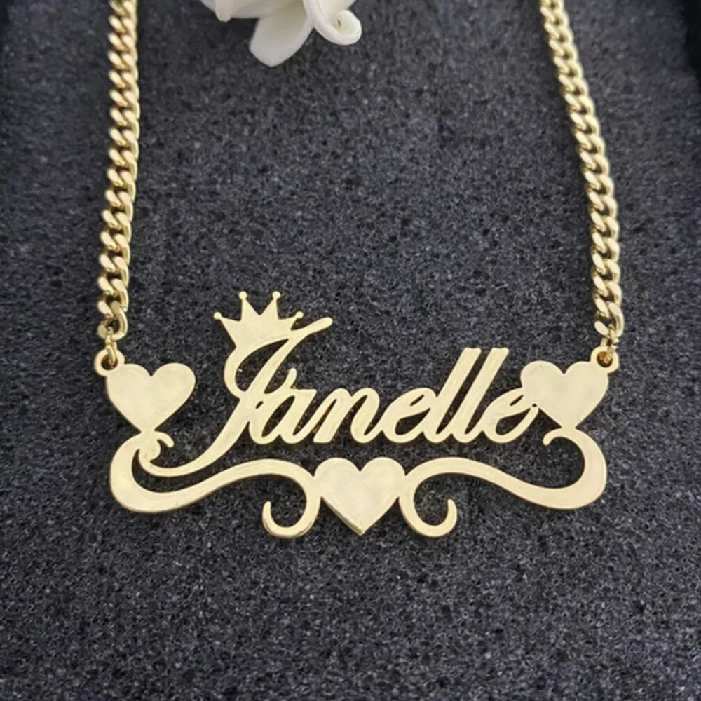 Customized Necklace, Love Crown Combination Pendant, Customizable Name, Various Fonts, Stainless Steel, Exquisite Jewelry