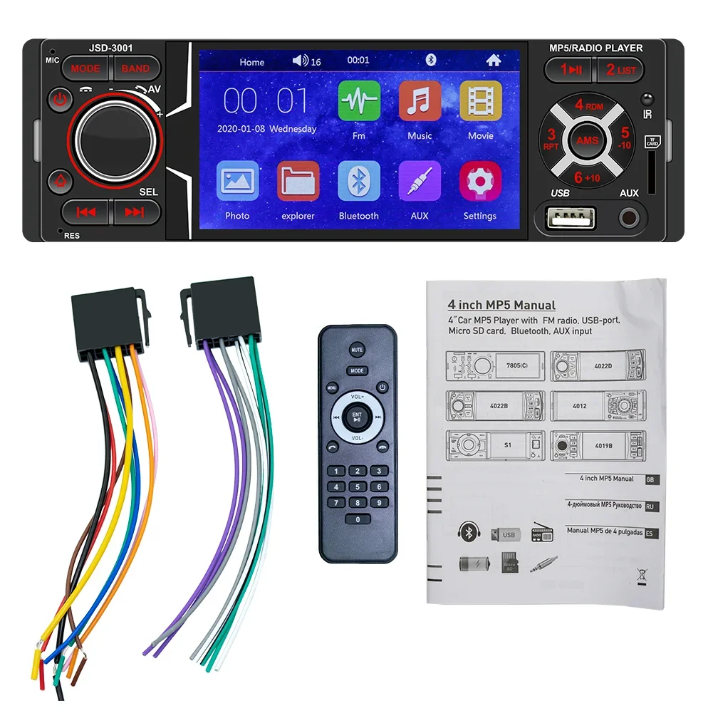 

zz Single Din 4.1" Car Mp5 Player Touch Screen Support Rear Camera Wireless BT Handsfree FM Transmitter Car Radio Stereo Player