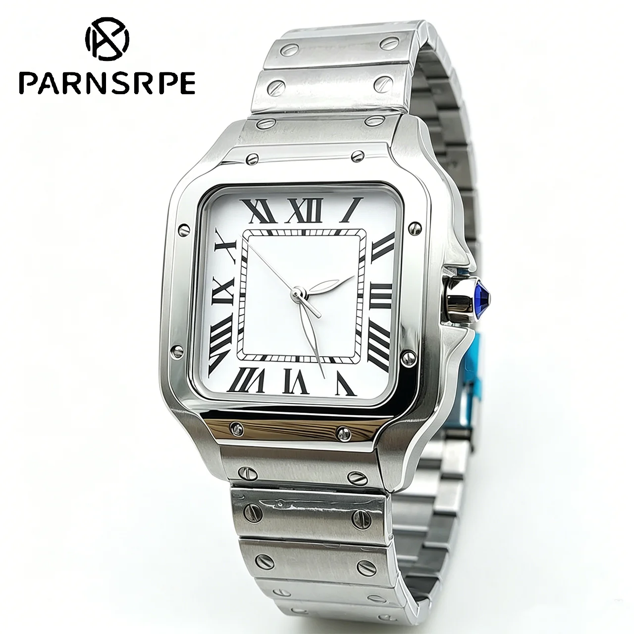

PARNSRPE 38MM Square Men Watch Case Stainless Steel Mechanical Watch Assembly Accessories Compatible With NH35 NH36