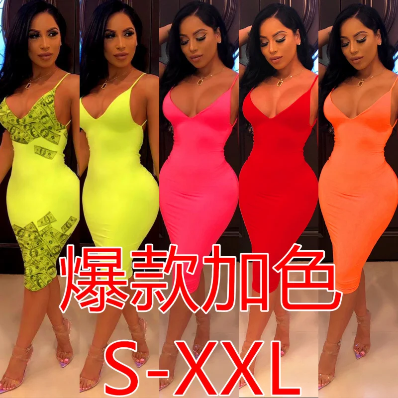 Al028-Border European and American Women's Clothing Pencil Dress Solid Pleated Fluorescent Color Skirt Nightcl