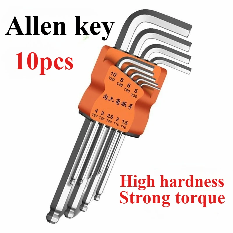 

10Pc Torx Star Wrench Kits Set Allen Keys Hexagon Hex Head Spanner Keys Set Double End L Type Star Screwdriver Hand Repair Tools