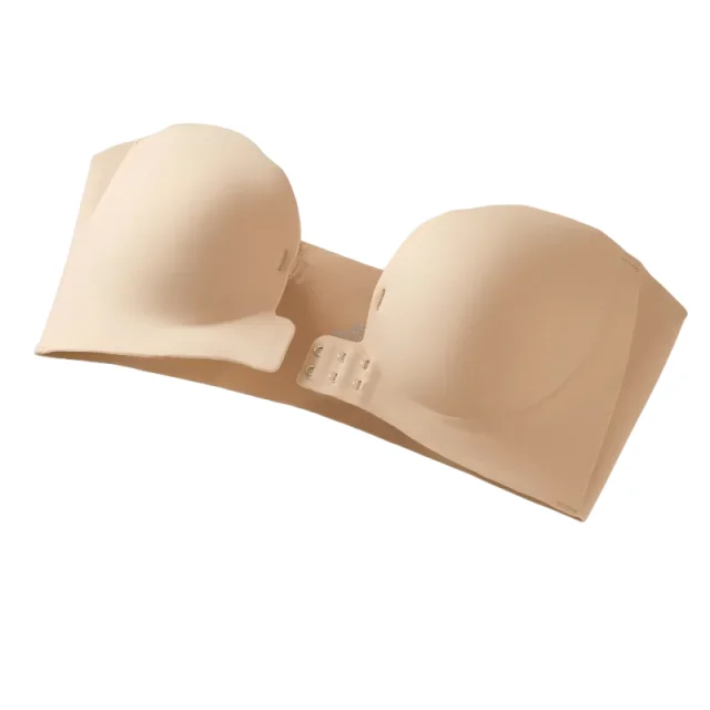 

KUCLUT Strapless Bra Women Double Front Buckle 6Point AntiSlip 3Level 3D Molded Petal Deep V Seamless Multiway Pushup Bra 1PC