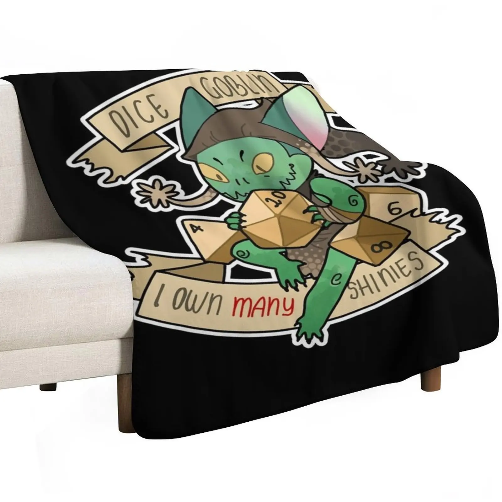 DICE GOBLIN, 1 Throw Blanket Decorative Throw Flannel Fabric Bed linens warm for winter Thermal for sofa Blankets