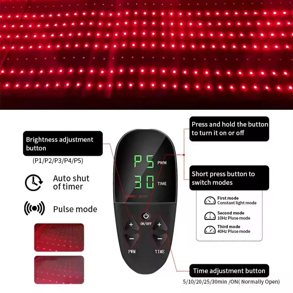 أحدث طراز: 2570 ثنائيات LED، وسادة علاج بالضوء الأحمر 660 نانومتر، علاج ضوء الأشعة تحت الحمراء القريبة 850 نانومتر لاستخدام كامل الجسم 2026 #6