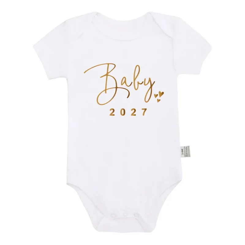 Baby 2027 Pregnancy Announcement Onesie Short Sleeve Infant Bodysuit Maternity Reveal Photo Prop Baby Announcement Outfit